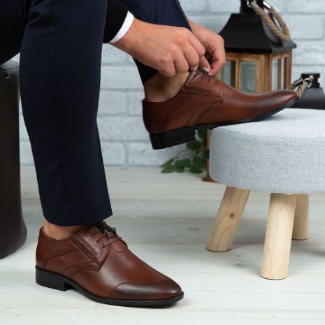Imagine Pantofi eleganți bărbați din piele naturală 396 Maro