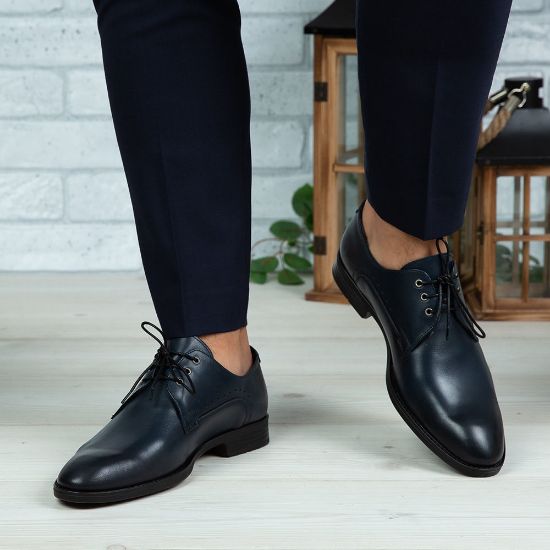 Imagine Pantofi eleganți bărbați din piele naturală 395-S Blue