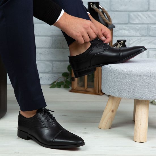 Imagine Pantofi eleganți bărbați din piele naturală 394 Negru
