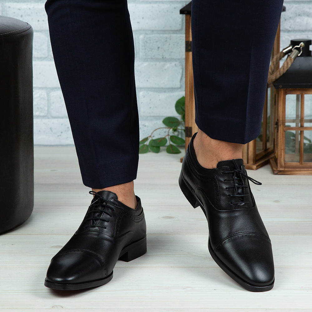 Imagine Pantofi eleganți bărbați din piele naturală 394 Negru