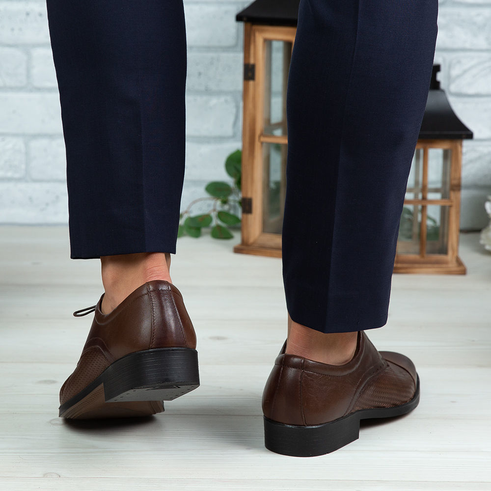 Imagine Pantofi eleganți bărbați din piele naturală 309 MP Maro