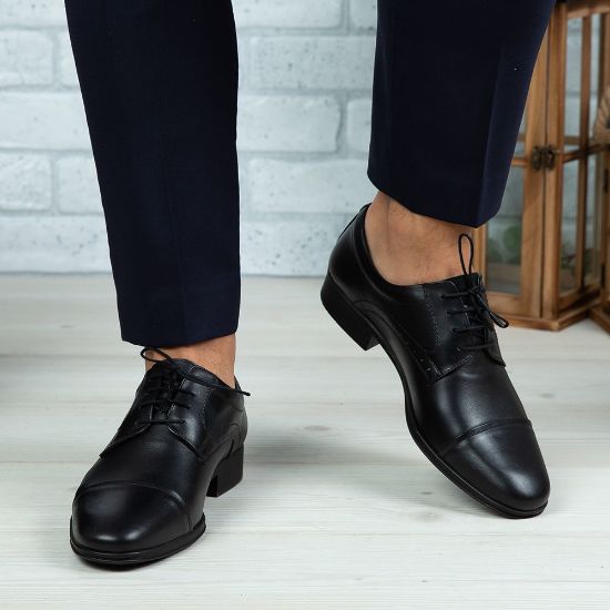Imagine Pantofi eleganți bărbați din piele naturală 309-R2 Negru