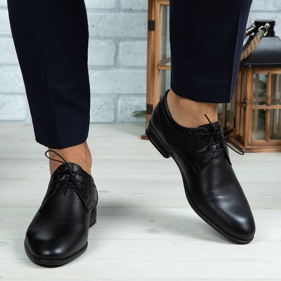 Imagine Pantofi eleganți bărbați din piele naturală 350 Negru