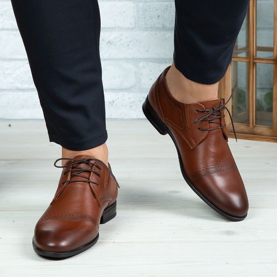 Imagine Pantofi eleganți bărbați din piele naturală 350 Maro
