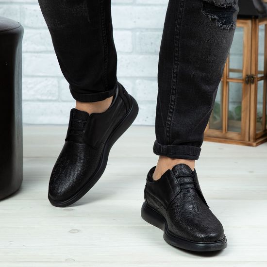 Imagine Pantofi casual bărbați piele naturală 558 P Negru