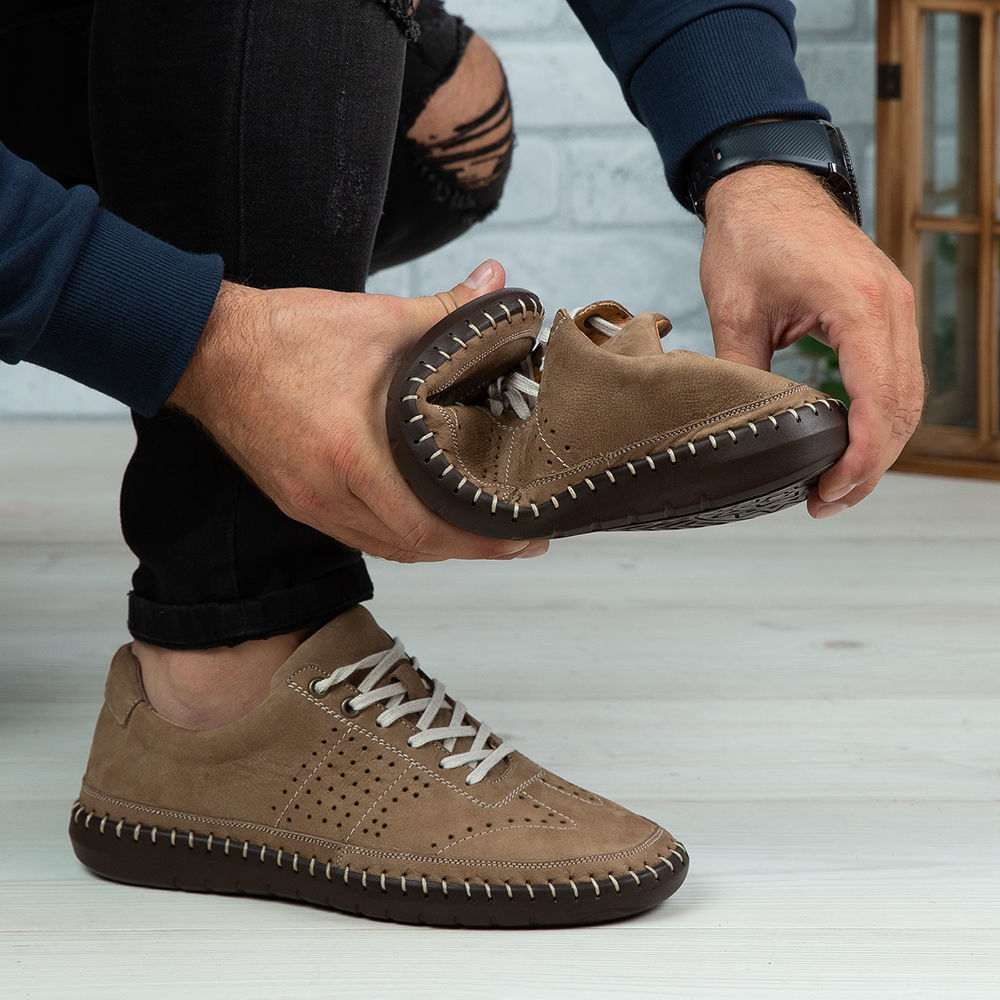 Imagine Pantofi casual bărbați piele naturală 693 Bej-Maro