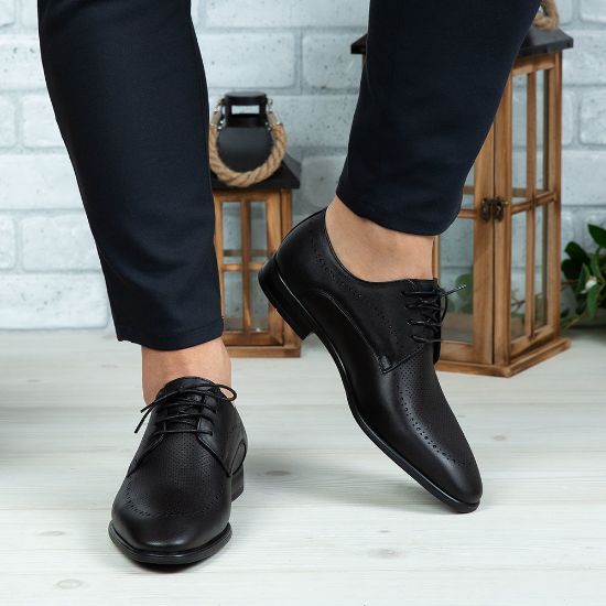 Imagine Pantofi eleganți bărbați din piele naturală 391 Negru