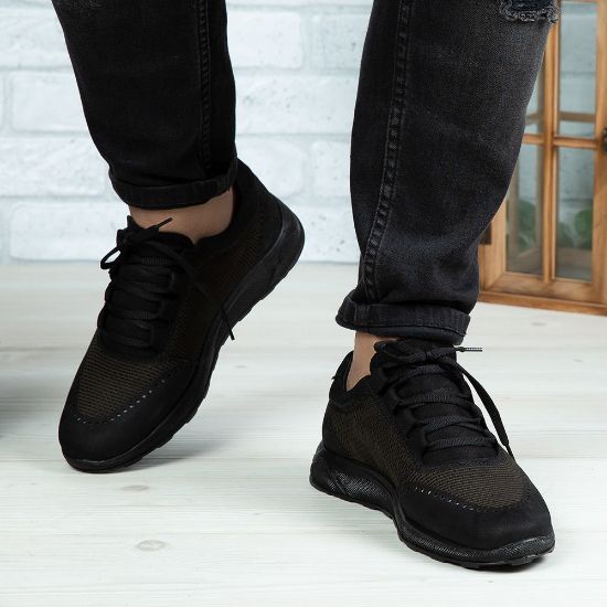 Imagine Pantofi sport bărbați piele naturală 447 Negru bufo