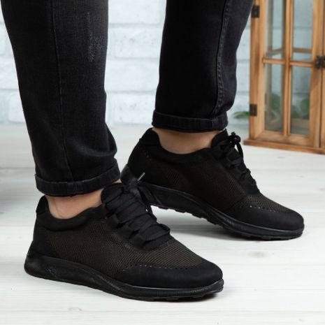 Imagine Pantofi sport bărbați piele naturală 447 Negru bufo
