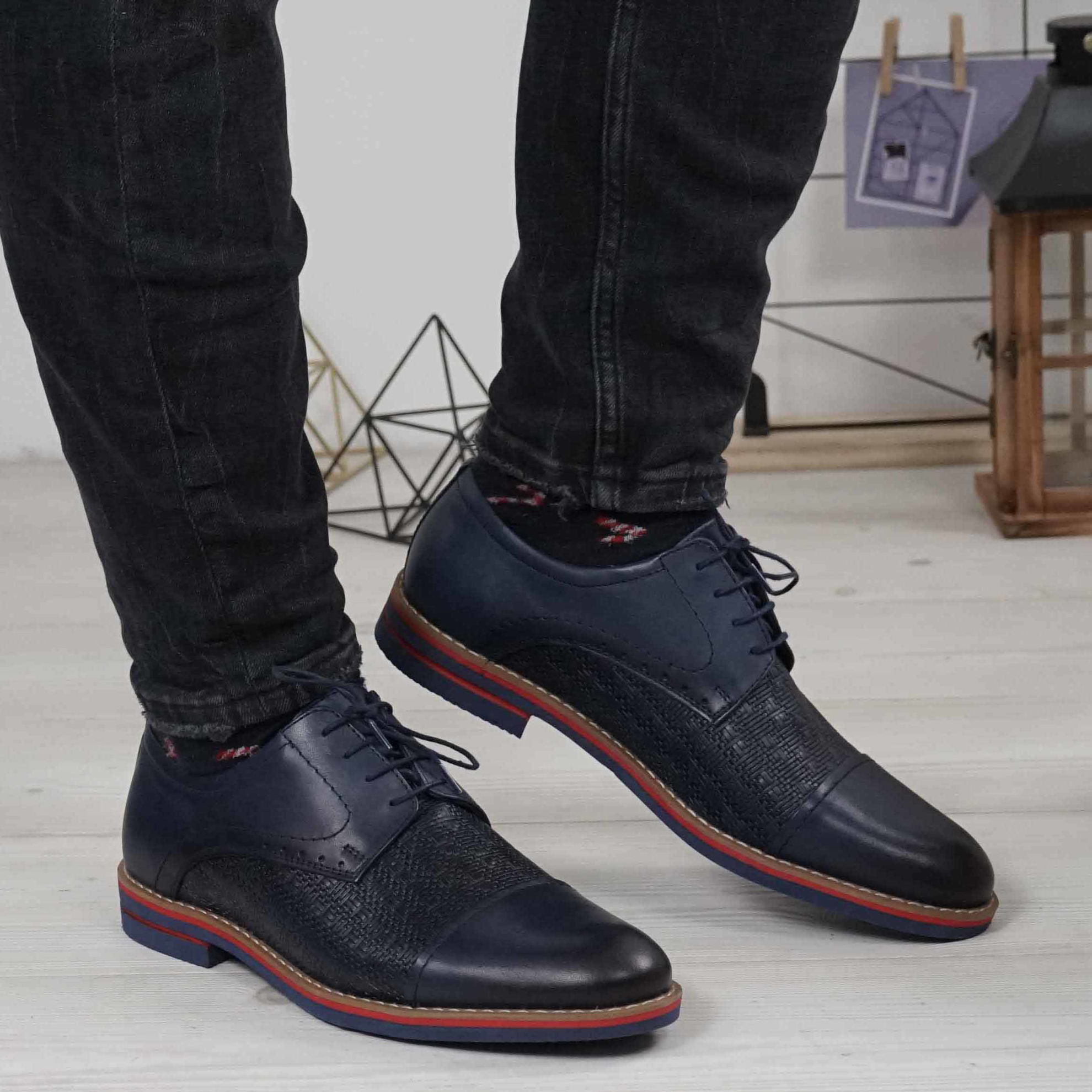 Imagine Pantofi casual bărbați din piele naturală 380 blue TR