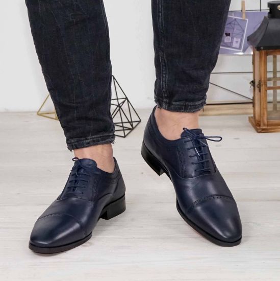 Imagine Pantofi eleganți bărbați din piele naturală 394  BLUE