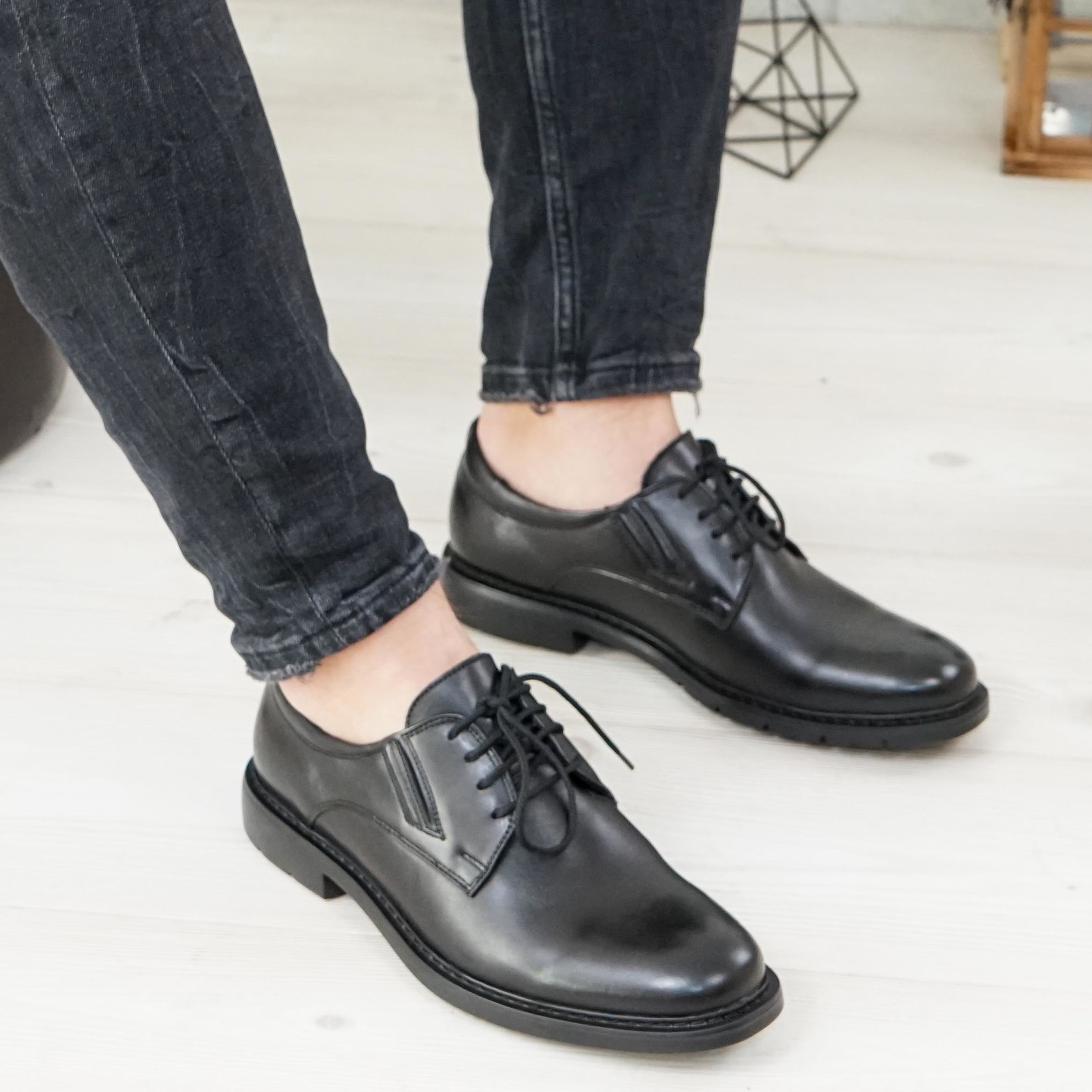 Imagine Pantofi eleganți bărbați din piele naturală 397 negru SW