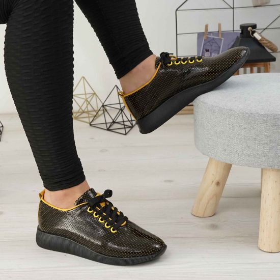 Imagine Pantofi damă piele naturală 145 Negru-galben
