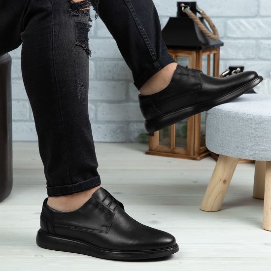 Imagine Pantofi casual bărbați piele naturală 558 negru