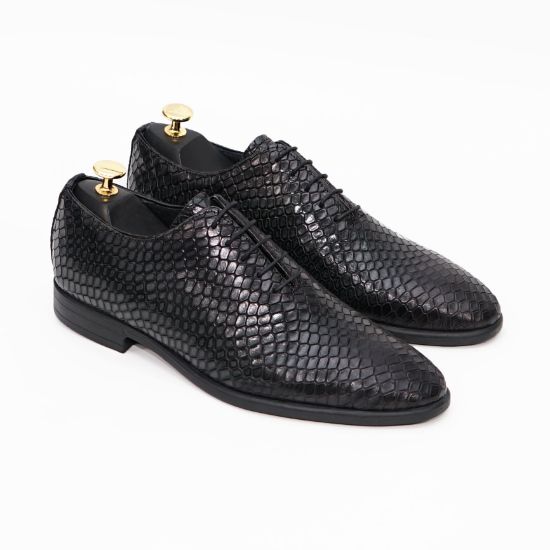 Imagine Pantofi eleganți bărbați din piele naturală O25 croco negru
