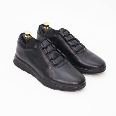 Imagine Pantofi sport bărbați piele naturală 447 Negru Box simplu