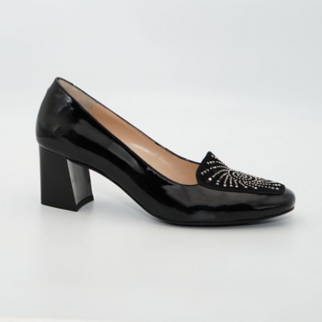Imagine Pantofi 582 eleganti din piele naturala lacuita de  culoare neagra