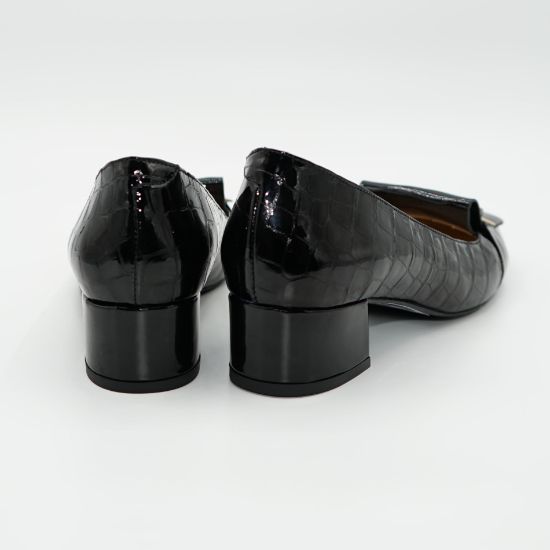 Imagine Pantofidms590 eleganti din piele naturala lacuita croco de culoare neagra