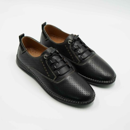 Imagine Pantofi 6574 casual din piele naturala culoare negru
