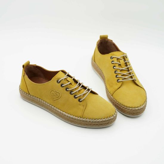 Imagine Pantofi 23067 casual din piele naturala nubuk culoare galbena