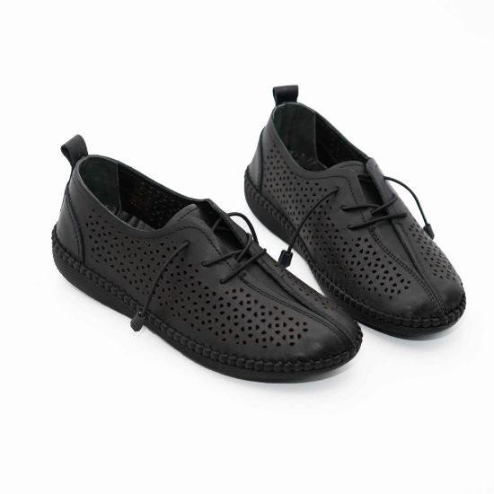 Imagine Pantofi damă piele naturală gaurita cu laser 2023 negru