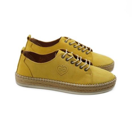 Imagine Pantofi 23067 casual din piele naturala nubuk culoare galbena