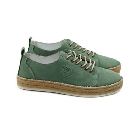 Imagine Pantofi 23067 casual din piele naturala nubuk culoare verde