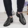 Imagine Pantofi eleganți bărbați din piele naturală 309 negru presat