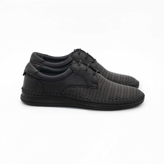 Imagine Pantofi casual bărbați piele naturală 663 negru