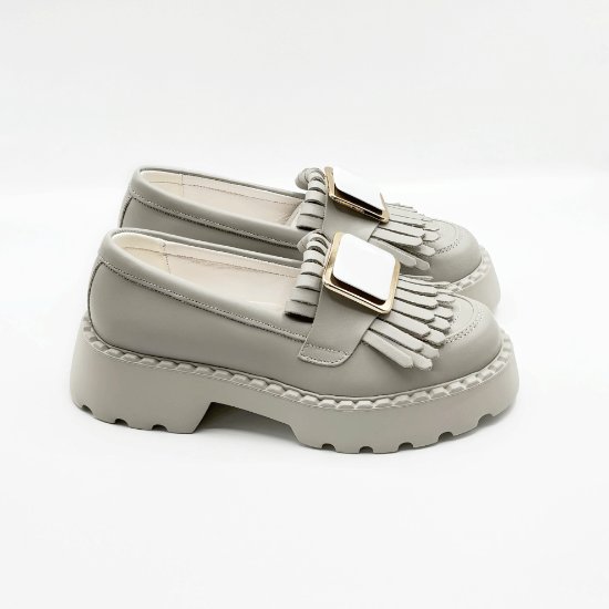 Imagine Mocasini damă culoare alb natur din piele naturală cod 139