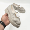 Imagine Mocasini damă culoare alb natur din piele naturală cod 139