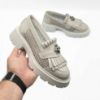 Imagine Mocasini damă culoare alb natur din piele naturală cod 131 PERFORATI
